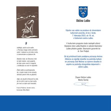 Vabljeni na proslavo ob slovenskem kulturnem prazniku